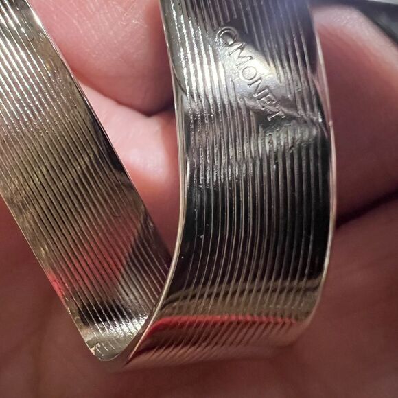 vintage SIGNED MONET BROOCH PIN Modernist Silver Letter N or Z - Picture 4 of 4